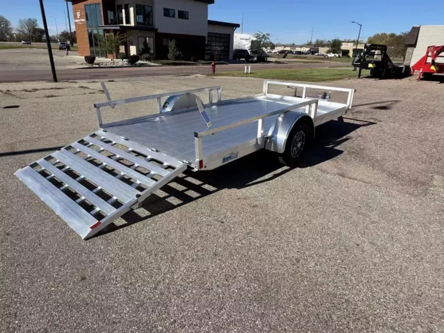 New ALCOM 80x14 Aluminum UtilityTrailer with side load & rear bifold ramp