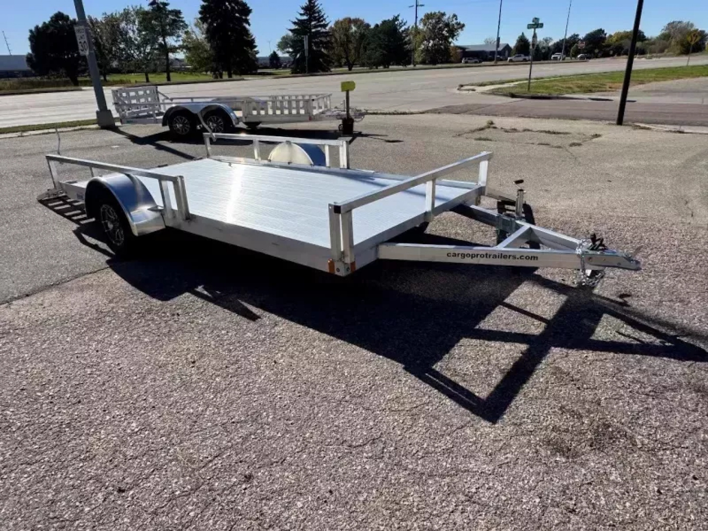 New ALCOM 80x14 Aluminum UtilityTrailer with side load & rear bifold ramp