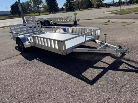 New ALCOM 80x14 Aluminum UtilityTrailer with side load & rear bifold ramp