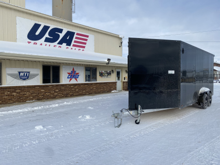 New 2026 Lightning Trailers 7x23 Aluminum 3-Place W/7ft Height Radar PKG & Black Out PKG Snowmobile Trailer
