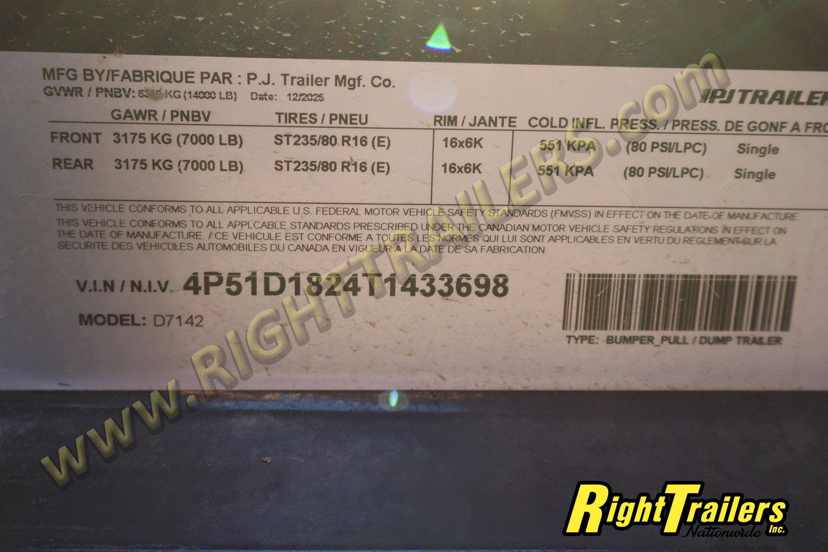 New 2026 7X14 PJ DUMP TRAILER