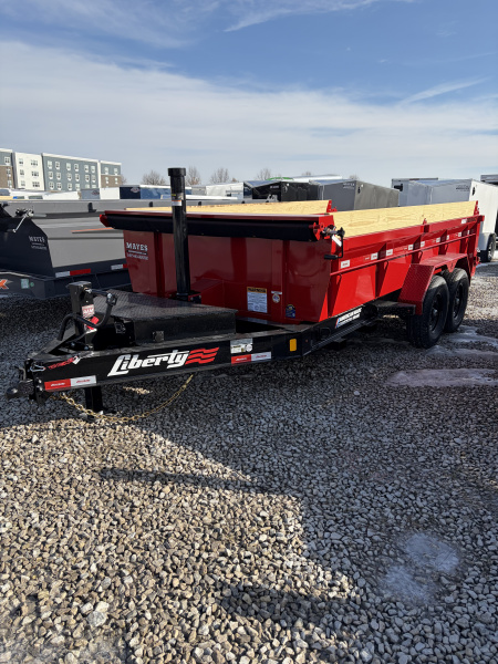 New 2026 LIBERTY LD14K83X14B8TS Dump Trailer 83X14 TA TELESCOPIC (GVW:15400) PATRIOT RED AND BLACK