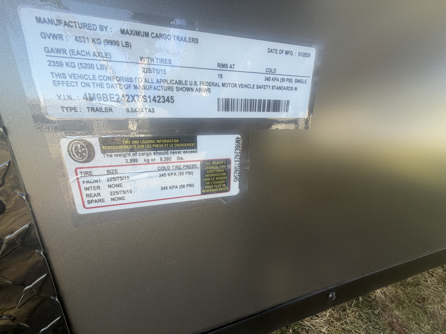 New 2026 Maximum Cargo Trailers 8.5X24 TA3 CHARCOAL W/ BLK Cargo / Enclosed Trailer