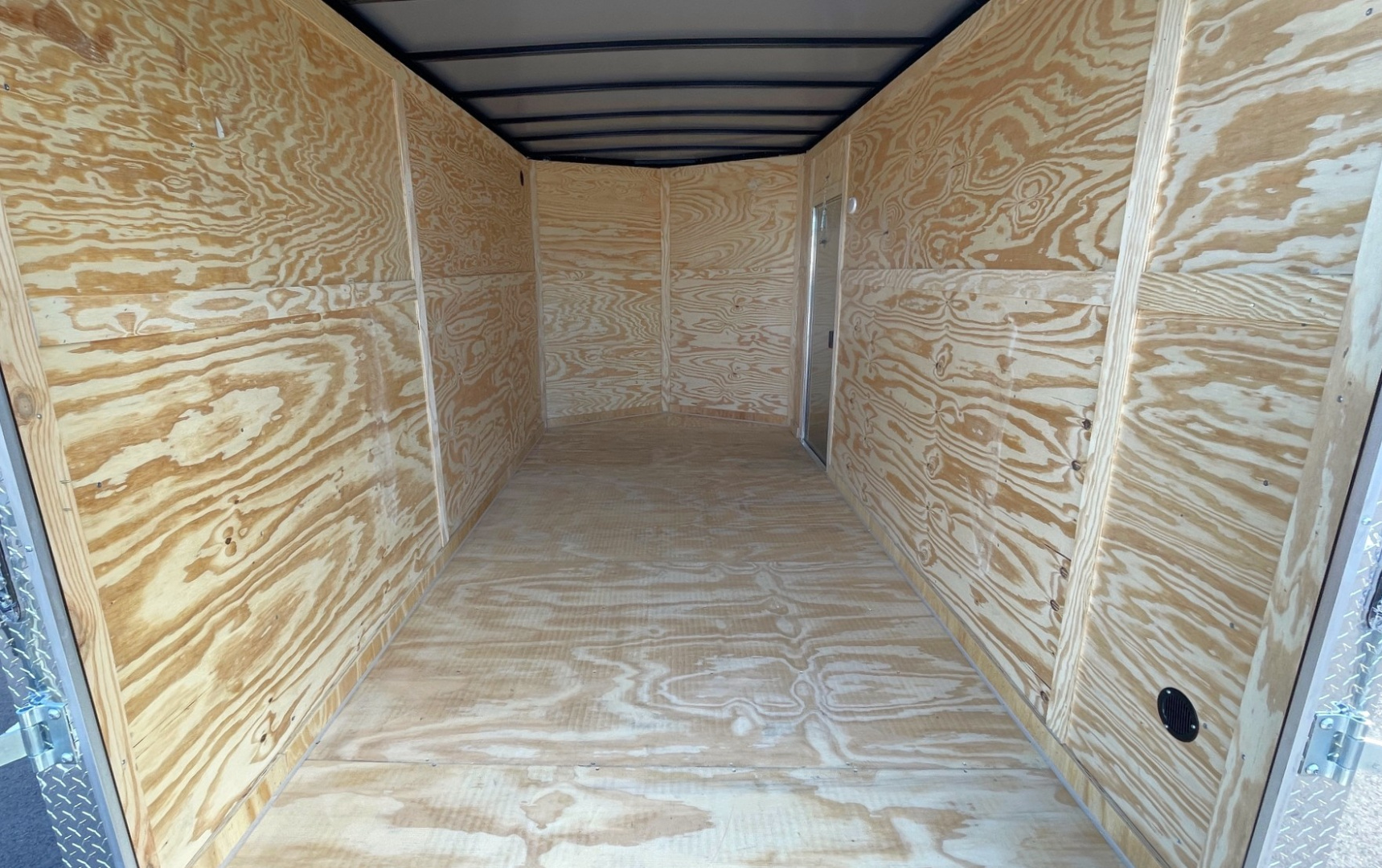 New 7x14 V-Nose Enclosed Cargo Trailer: 7000 GVWR, 7' HEIGHT, Charcoal, Ramp Door, .080 Polycore Exterior