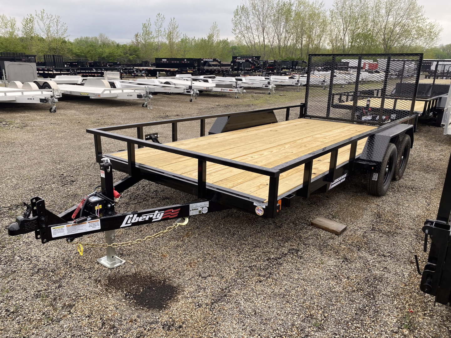 New 2026 Liberty 7 X 16 FT UTILITY TRAILER TUBE RAIL HD SPRING ASSIST RAMP