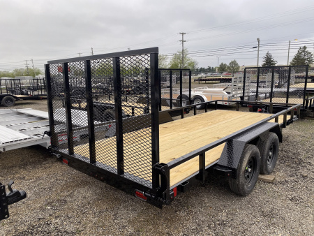 New 2026 Liberty 7 X 16 FT UTILITY TRAILER TUBE RAIL HD SPRING ASSIST RAMP