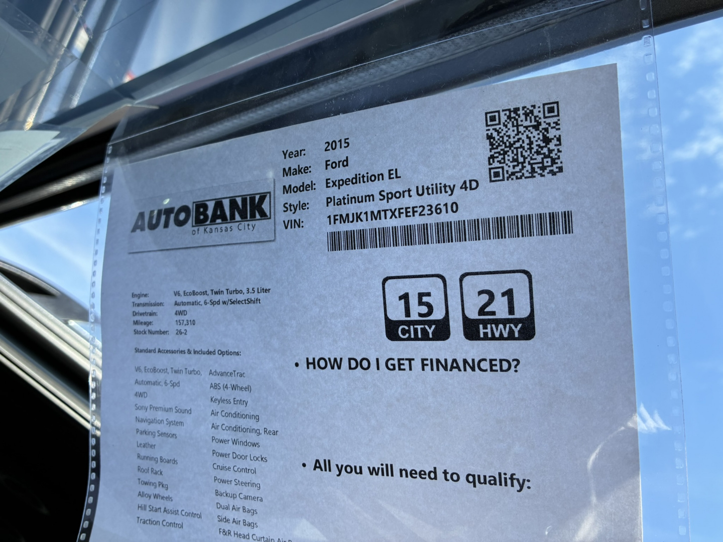 Used 2015 Ford Expedition EL Platinum SUV
