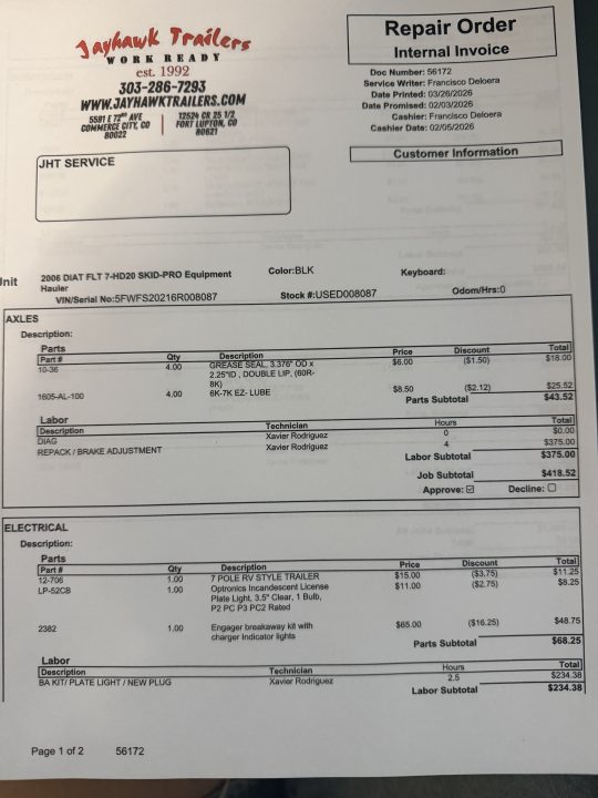 Used 2006 Diamond T 7-HD20 SKID-PRO Equipment Hauler Flatbed Trailer