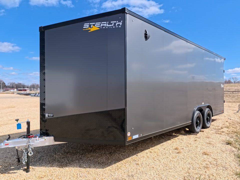 New 2026 Stealth Trailers 8.5 x 20 x 7 Cobra Cargo / Enclosed Trailer with 5,200 lb. Torsion Axles, 4'Beavertail -Charcoal with Blackout Pkg.