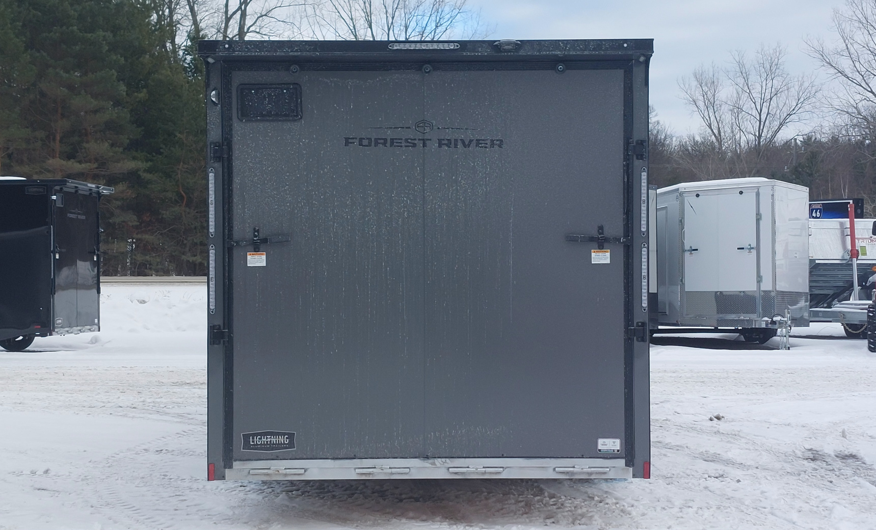 New 8 X 20 + 4' V-NOSE ENCLOSED SNOWMOBILE/CAR HAULER 5200# AXLES ALL ALUMINUM POLYCOMPOSITE EXTERIOR LIGHTNING