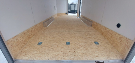 New 8 X 20 + 4' V-NOSE ENCLOSED SNOWMOBILE/CAR HAULER 5200# AXLES ALL ALUMINUM POLYCOMPOSITE EXTERIOR LIGHTNING