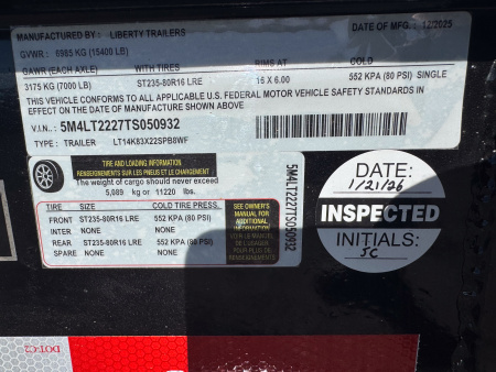 New 2026 Liberty LT14K 16+6 Tilt Trailer