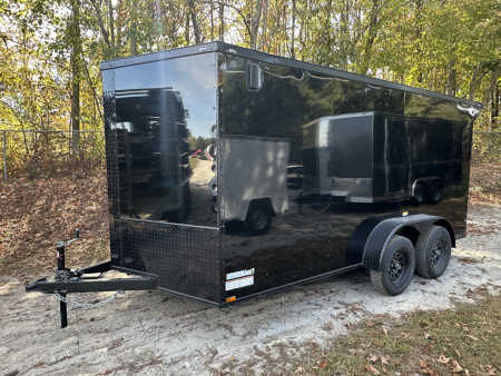 New 2026 QUALITY CARGO 7X14 TANDEM AXLE ENCLOSED TRAILER WITH REAR SPOILER AND BLACKOUT PACKAGE