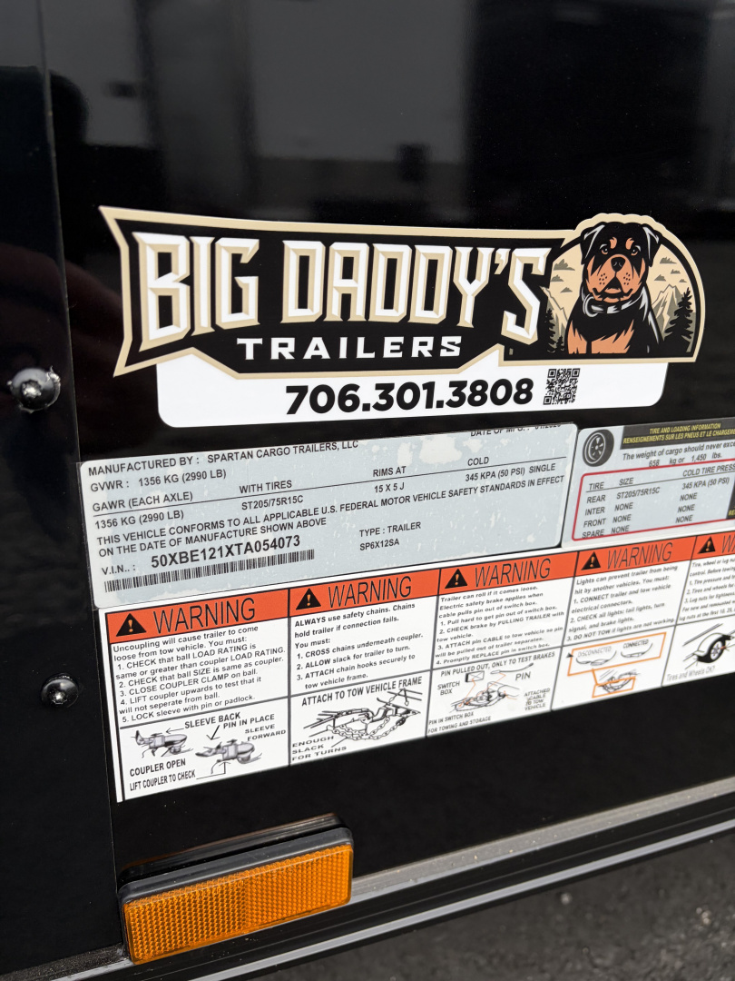 New 2026 Spartan Cargo 6X12 Enclosed PRO-SERIES Trailer, Blackout PolyCor, Single Axle, 6'6" Interior, StableDeck, Full Thermoply Ceiling Liner