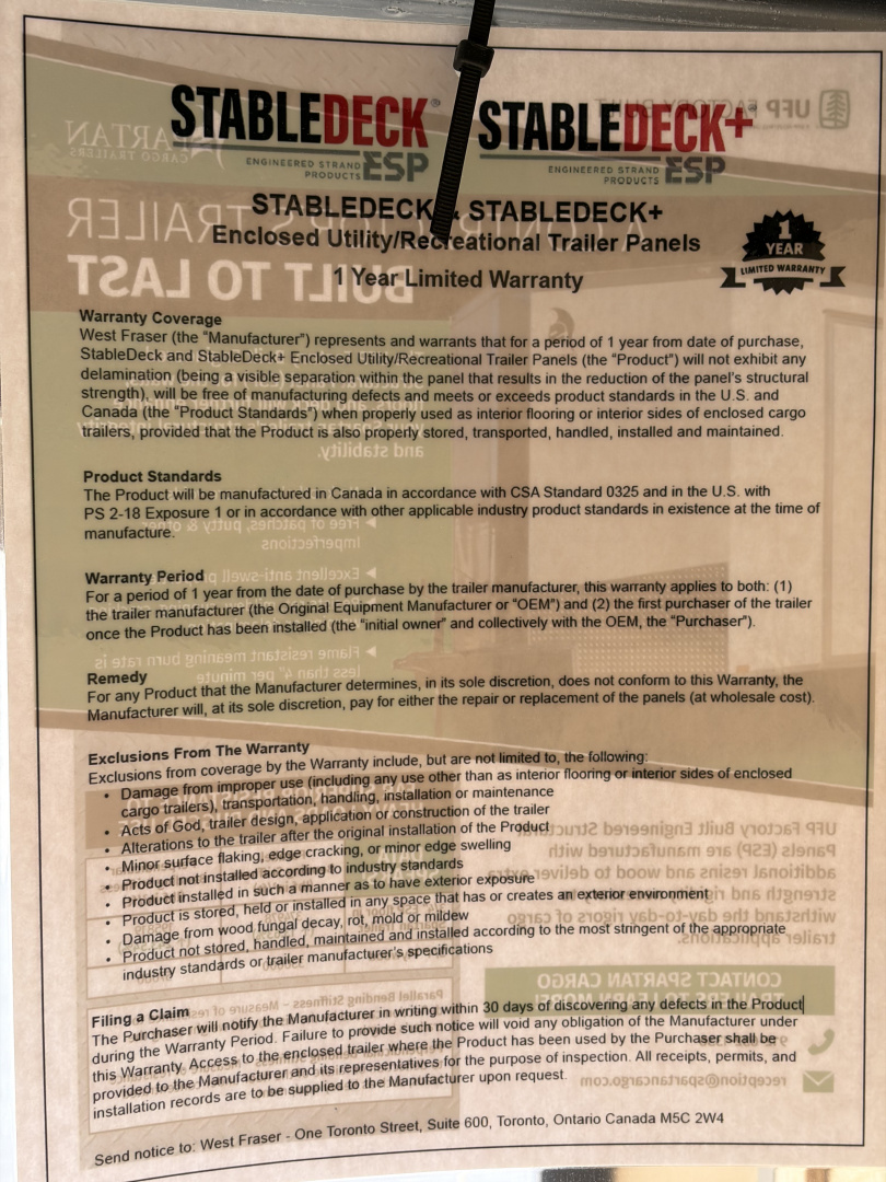 New 2026 Spartan 5X8 Pro-Series Enclosed Trailer, Side Door Barlock, Polycor, Stabledeck