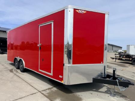 New 2026 H&H Red 8.5'x22' 10k Flat Top V-Nose Enclosed Car Hauler Cargo Trailer