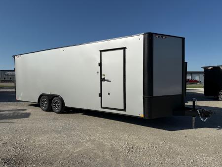 New 2026 H&H Silver/Black Trim 8.5'x24' 10k Flat Top V-Nose Enclosed Car Hauler Cargo Trailer