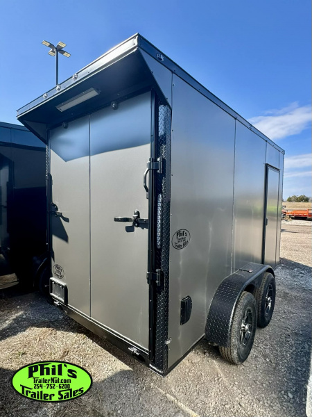 New 6X12 TANDEM AXLE Cargo / Enclosed Trailer ALUMINUM WHEELS / BLACKOUT PACKAGE / 7' INTERIOR EXTRA HEIGHT / WING