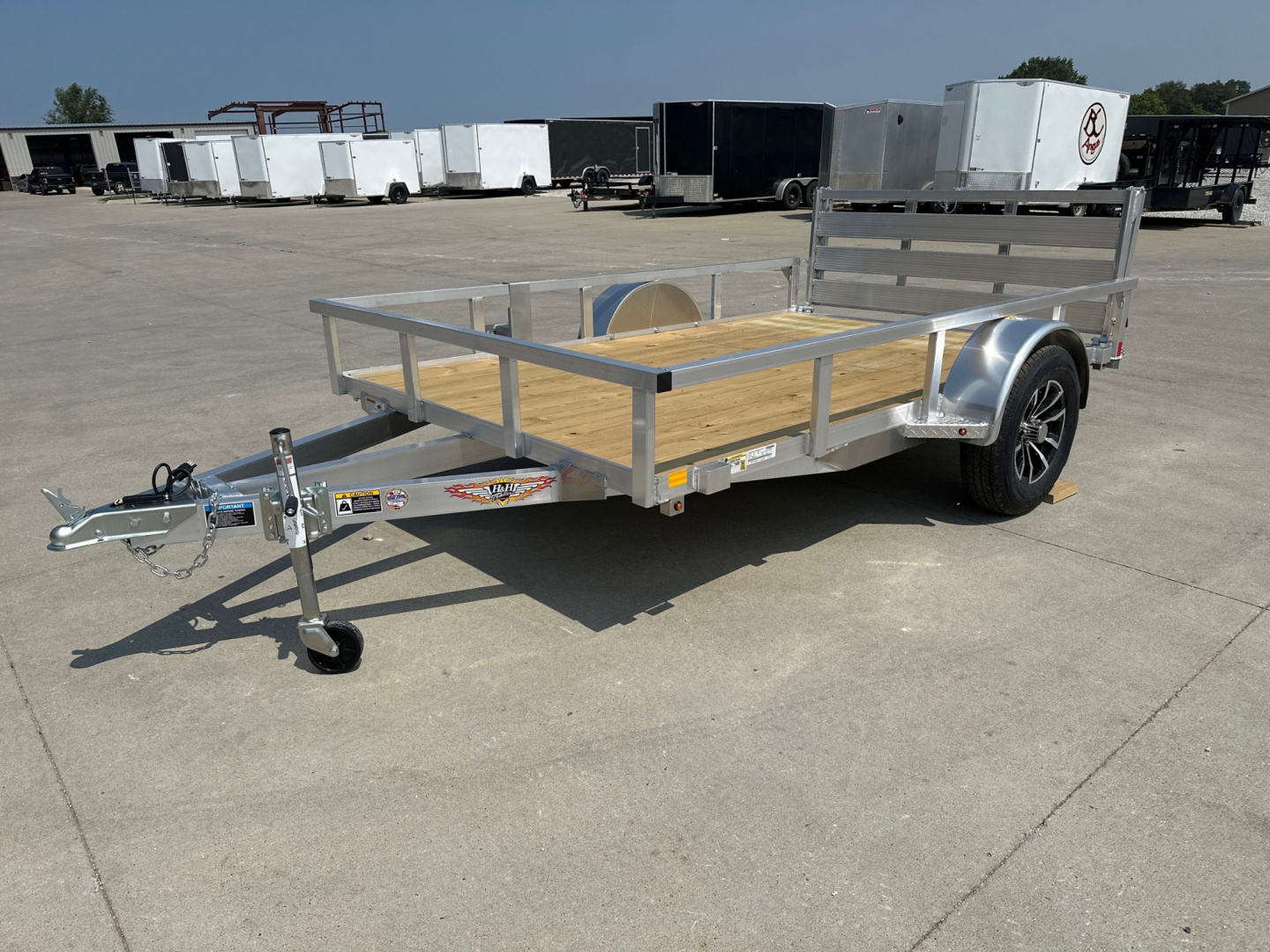 New 2026 H&H Aluminum 76"x12' 3k Rail Side Utility Trailer
