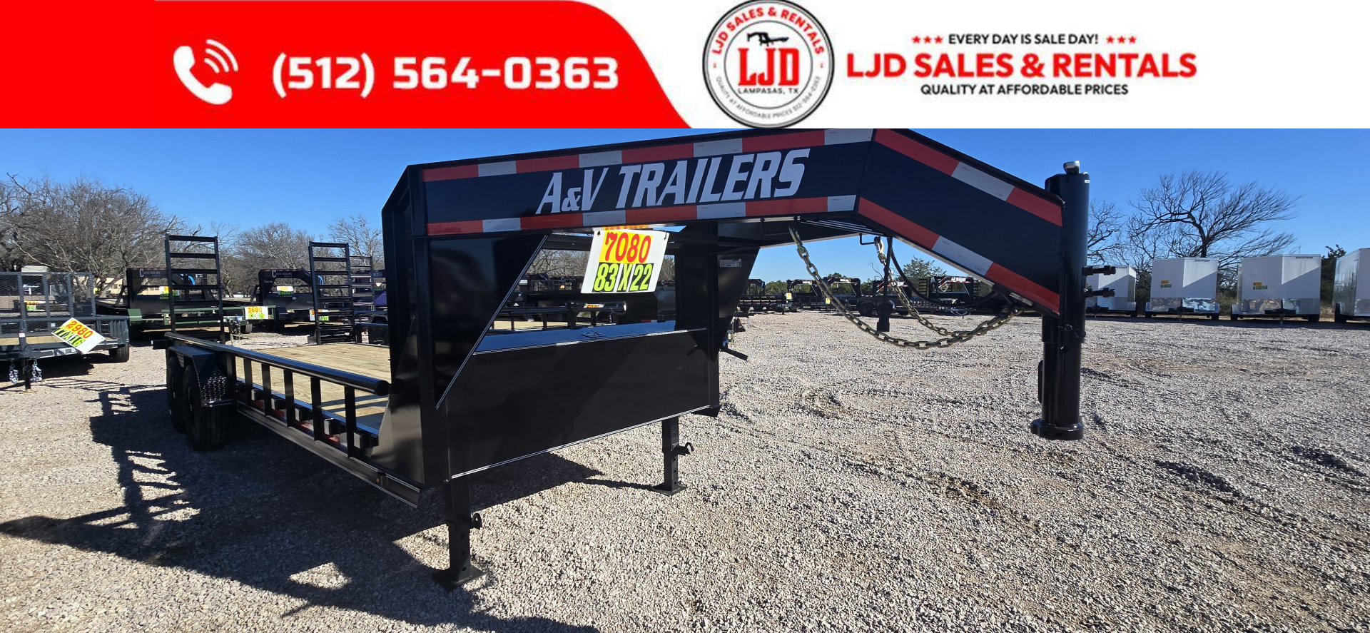 New 2026 A & V - Lowboy Gooseneck Trailer 16k GVWR - 14 Ply Tires