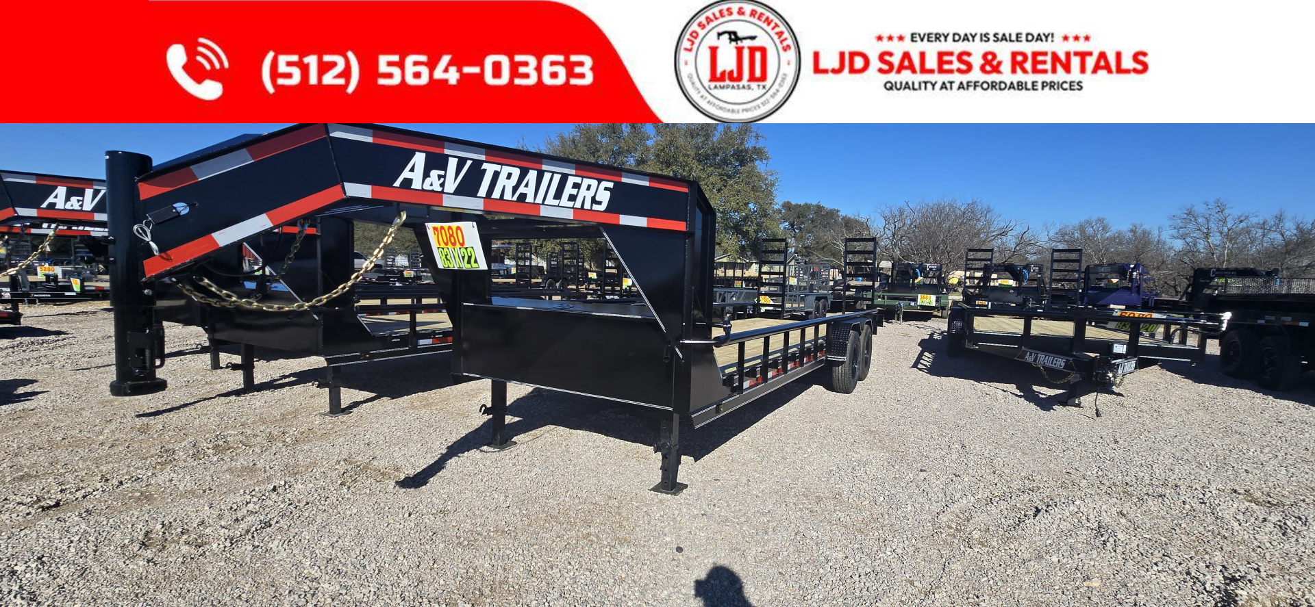 New 2026 A & V - Lowboy Gooseneck Trailer 16k GVWR - 14 Ply Tires