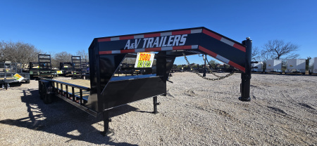 New 2026 A & V - Lowboy Gooseneck Trailer 16k GVWR - 14 Ply Tires
