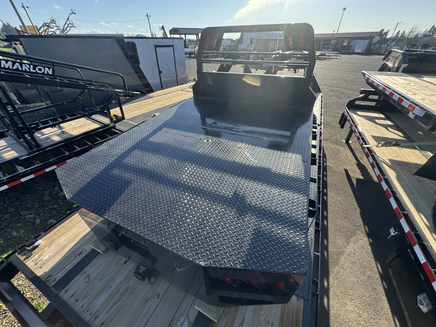 New 2026 Sure-Trac 7x8.5 Steel Flatbed Truck Bed w/ Gooseneck Receiver