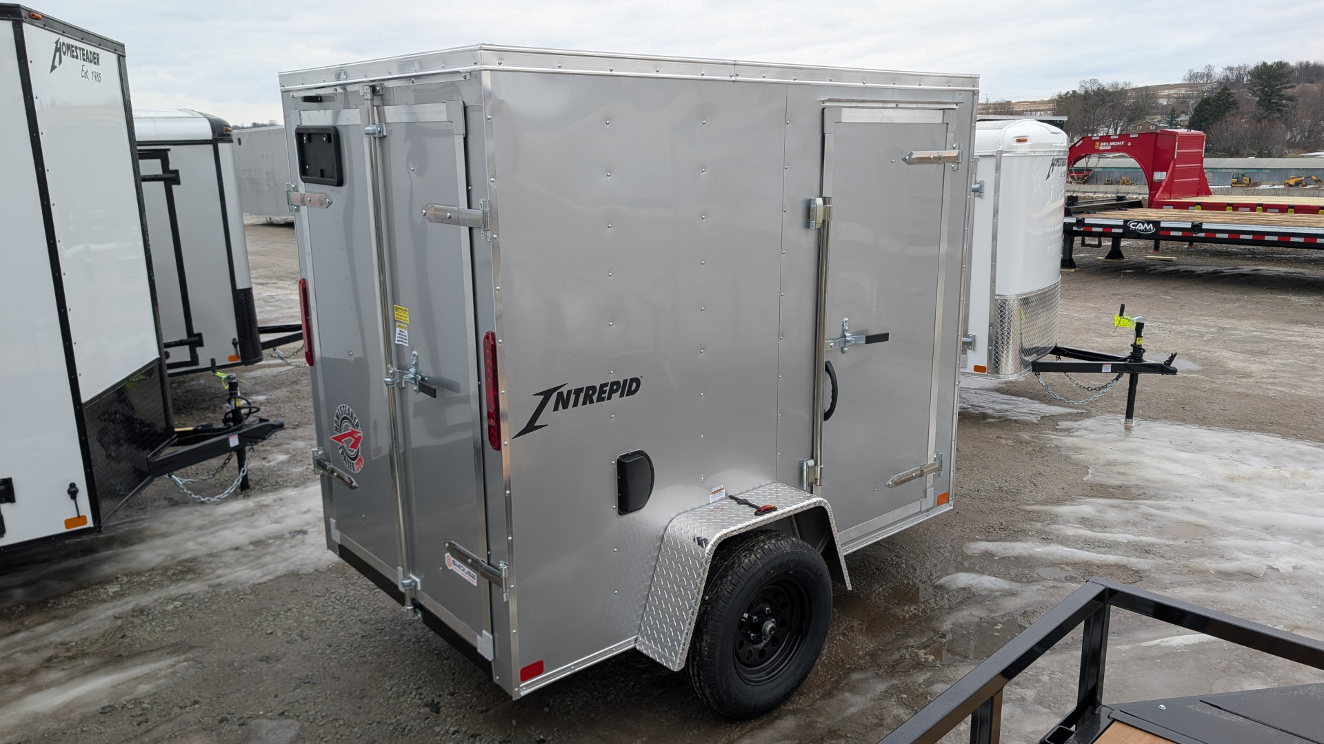 New 2026 Homesteader 5x8 Intrepid V-Nose Cargo Trailer w/ Double Barn Doors