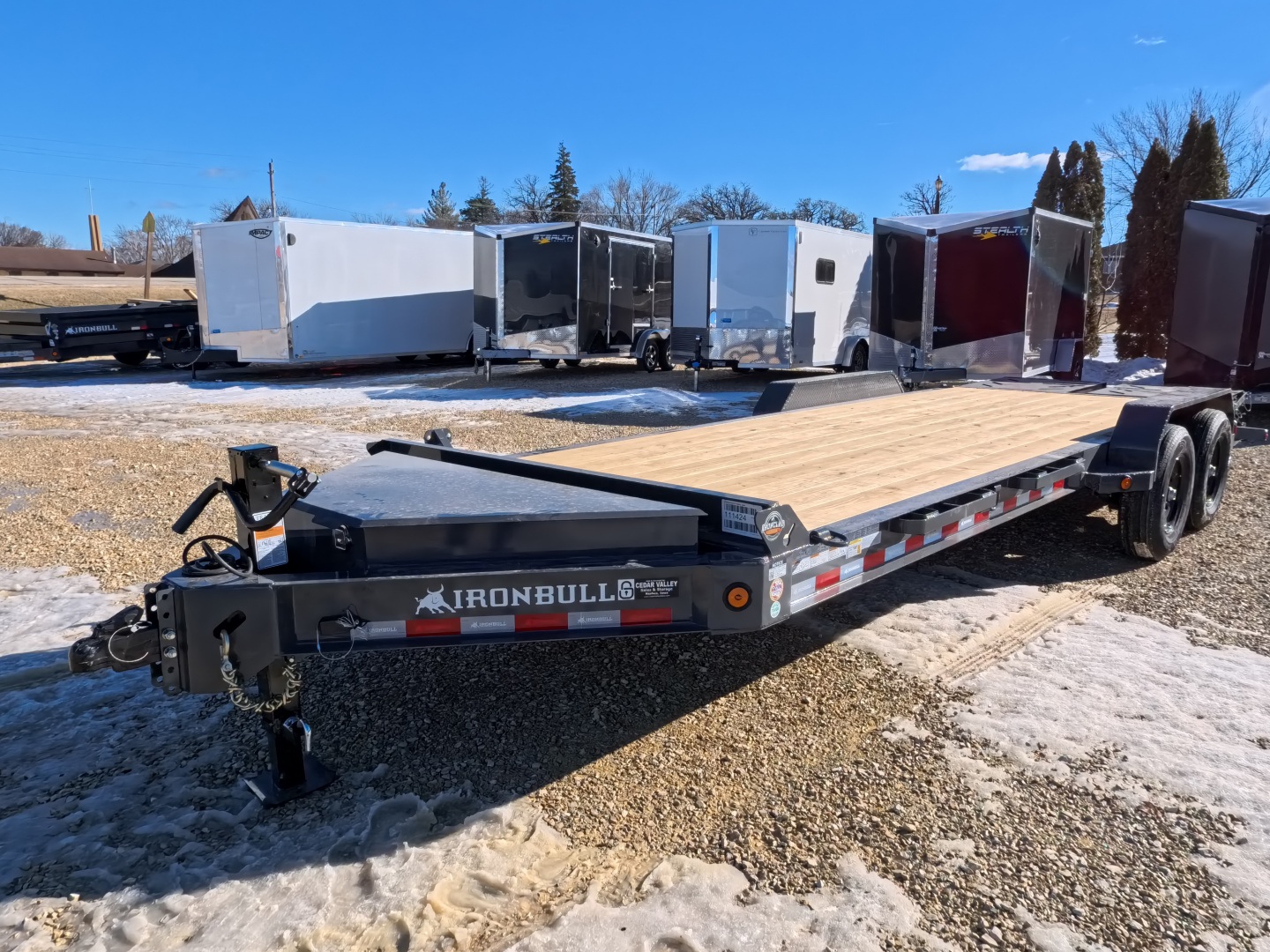 New 2026 Iron Bull 83 x 22 EWB Equipment Trailer with 14,000 lb. GVWR & Rampage Ramps in Ranch Gray