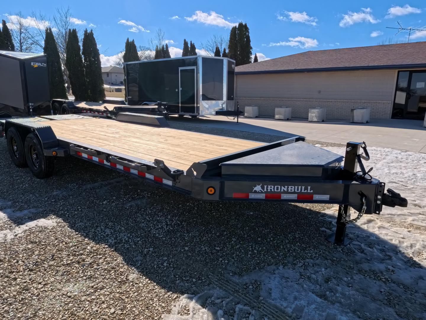New 2026 Iron Bull 83 x 22 EWB Equipment Trailer with 14,000 lb. GVWR & Rampage Ramps in Ranch Gray