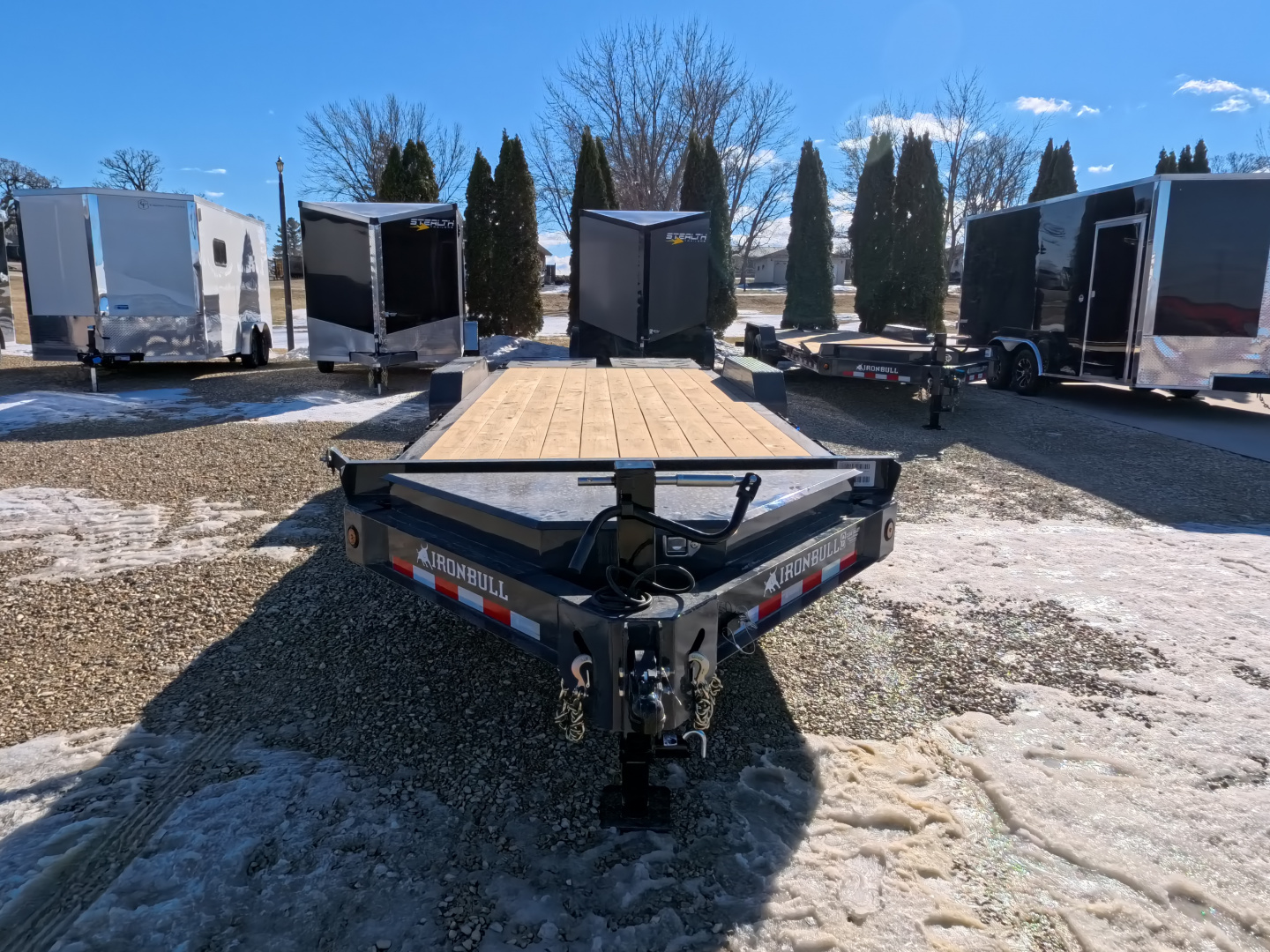 New 2026 Iron Bull 83 x 22 EWB Equipment Trailer with 14,000 lb. GVWR & Rampage Ramps in Ranch Gray