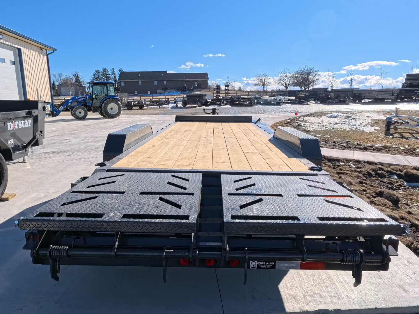 New 2026 Iron Bull 83 x 22 EWB Equipment Trailer with 14,000 lb. GVWR & Rampage Ramps in Ranch Gray