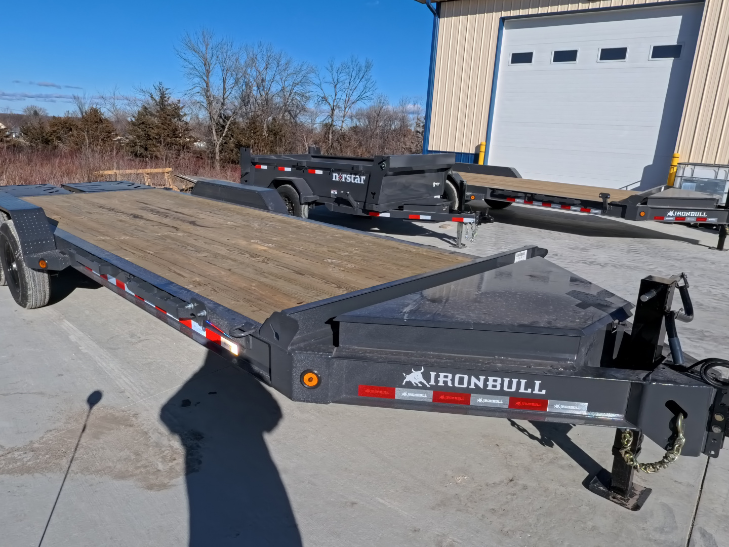 New 2026 Iron Bull 83 x 22 EWB Equipment Trailer with 14,000 lb. GVWR & Rampage Ramps in Ranch Gray