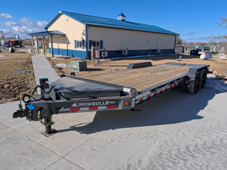 New 2026 Iron Bull 83 x 22 EWB Equipment Trailer with 14,000 lb. GVWR & Rampage Ramps in Ranch Gray