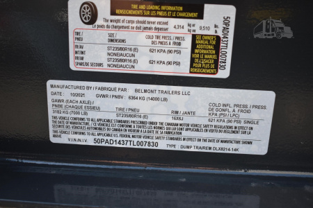 New 2026 BELMONT 14 ft Dump Trailer