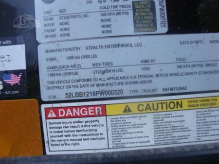 New 2023 STEALTH 12 ft x 84 in Cargo / Enclosed Trailer
