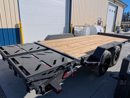 New 2026 Iron Bull 83x20 EWB Equipment Trailer, 14,000lb GVWR with Rampage Ramps in Gray