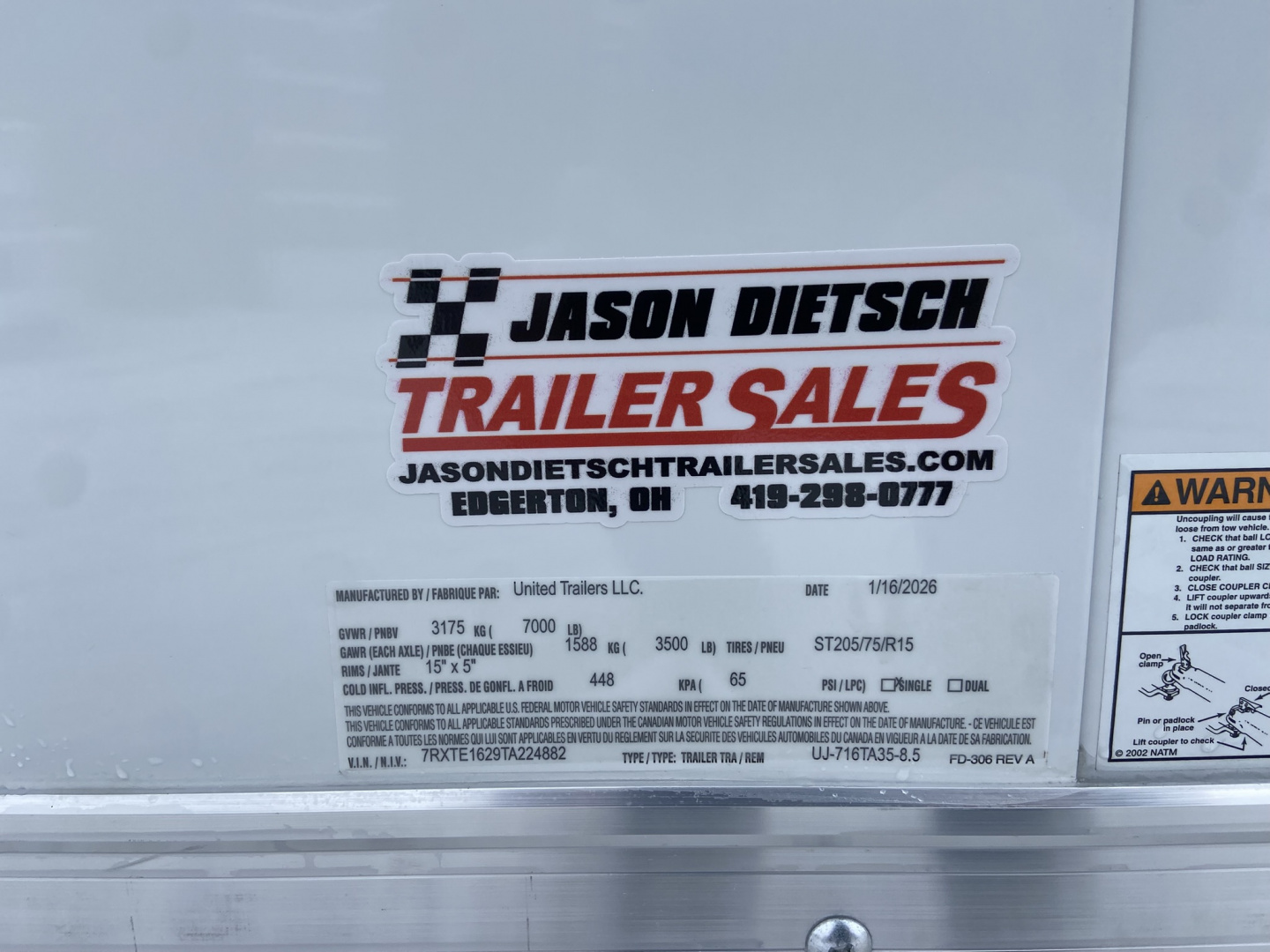 New United UJ 7X16 Cargo Enclosed Trailer