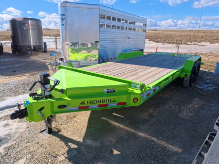 New 2026 Iron Bull 83x20 EWB Equipment Trailer, 14,000lb. GVWR with Rampage Ramps in Neon Safety Green