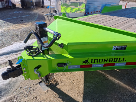 New 2026 Iron Bull 83x20 EWB Equipment Trailer, 14,000lb. GVWR with Rampage Ramps in Neon Safety Green