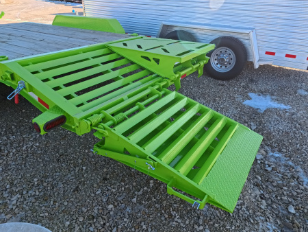 New 2026 Iron Bull 83x20 EWB Equipment Trailer, 14,000lb. GVWR with Rampage Ramps in Neon Safety Green