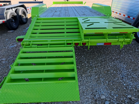 New 2026 Iron Bull 83x20 EWB Equipment Trailer, 14,000lb. GVWR with Rampage Ramps in Neon Safety Green