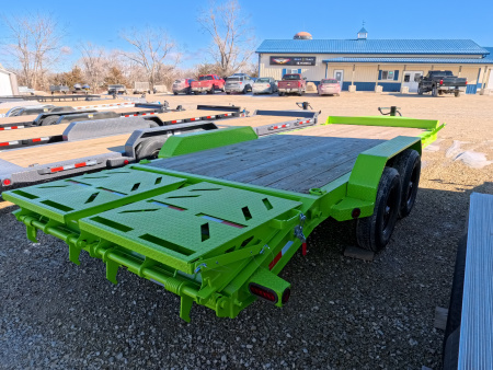 New 2026 Iron Bull 83x20 EWB Equipment Trailer, 14,000lb. GVWR with Rampage Ramps in Neon Safety Green