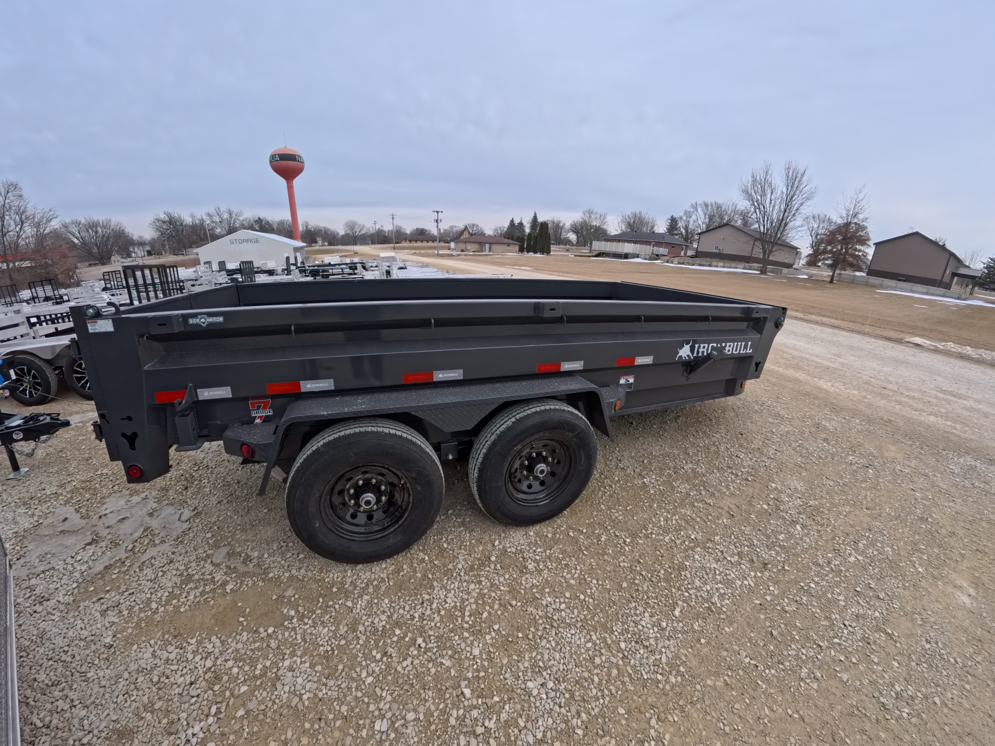 New 2026 Iron Bull 83 x 14 DWB Dump Trailer, 14,999lb. GVWR, Aluminum Ramps, Grey