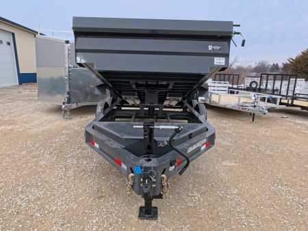 New 2026 Iron Bull 83 x 14 DWB Dump Trailer, 14,999lb. GVWR, Aluminum Ramps, Grey