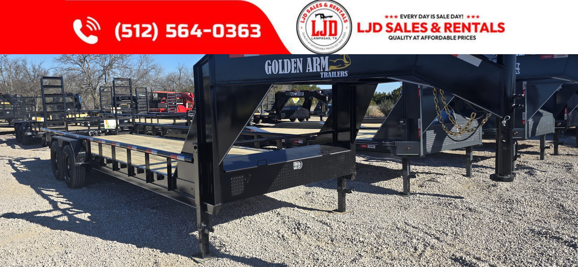 New 2026 Golden Arm - Gooseneck 24' Lowboy Trailer - 14 Ply Tires