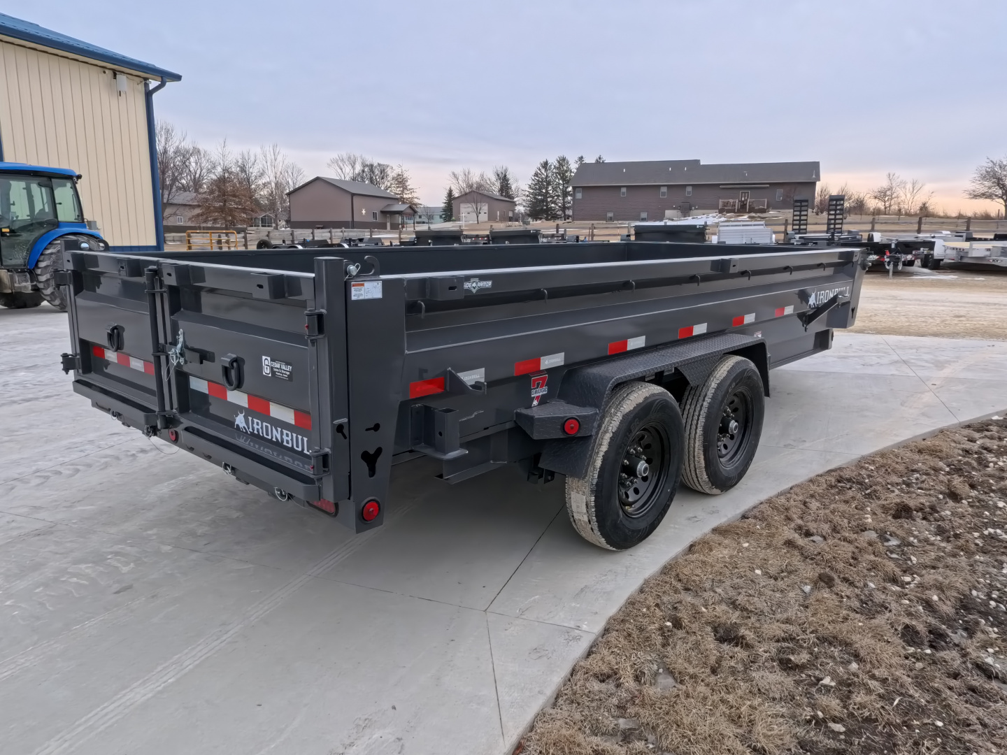 New 2026 Iron Bull 83 x 16 DWB Dump Trailer, 14,999 lb. GVWR, Gray with Aluminum Ramps