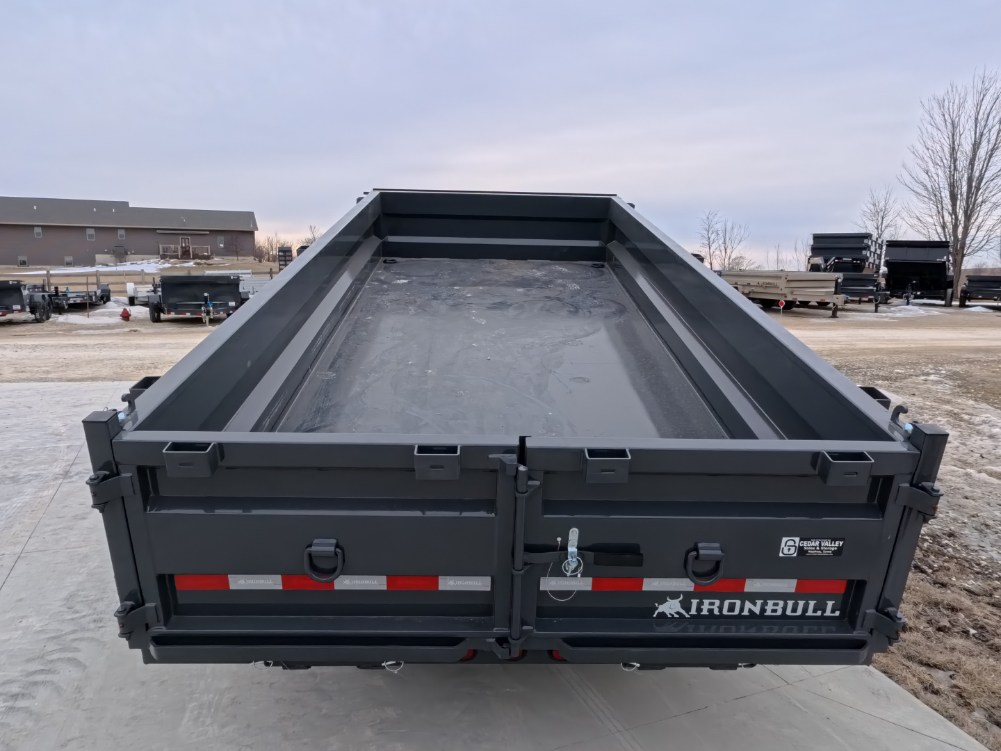 New 2026 Iron Bull 83 x 16 DWB Dump Trailer, 14,999 lb. GVWR, Gray with Aluminum Ramps