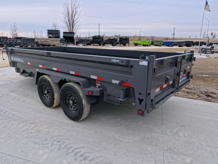 New 2026 Iron Bull 83 x 16 DWB Dump Trailer, 14,999 lb. GVWR, Gray with Aluminum Ramps