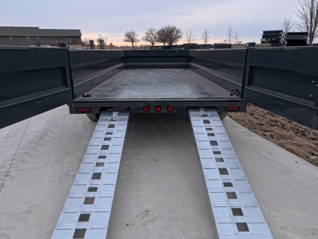 New 2026 Iron Bull 83 x 16 DWB Dump Trailer, 14,999 lb. GVWR, Gray with Aluminum Ramps